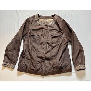 Women's VTG‎ Brown Corduroy Jacket 14/16AVX Aztec gold embroidery barn coat prep